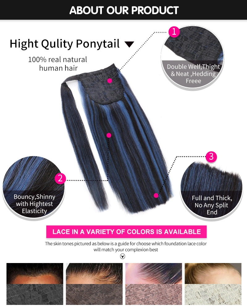 Wholesale Light Color Natural Straight Hair Extension Human Ponytail, Extensions Human Hair Ponytails