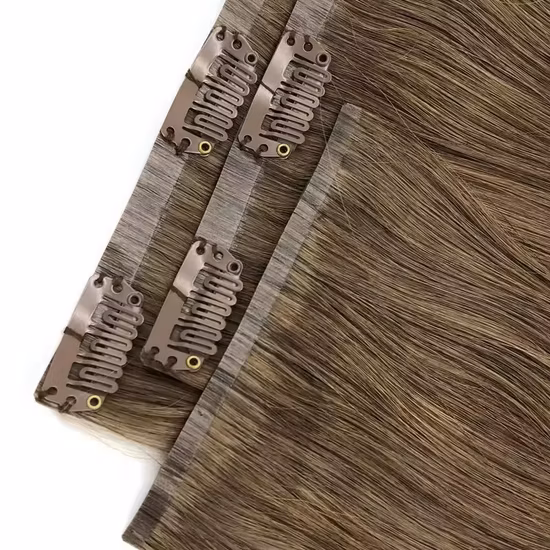 Clip dans les extensions de cheveux 100% cheveux humains pleine cuticule double clip dessiné